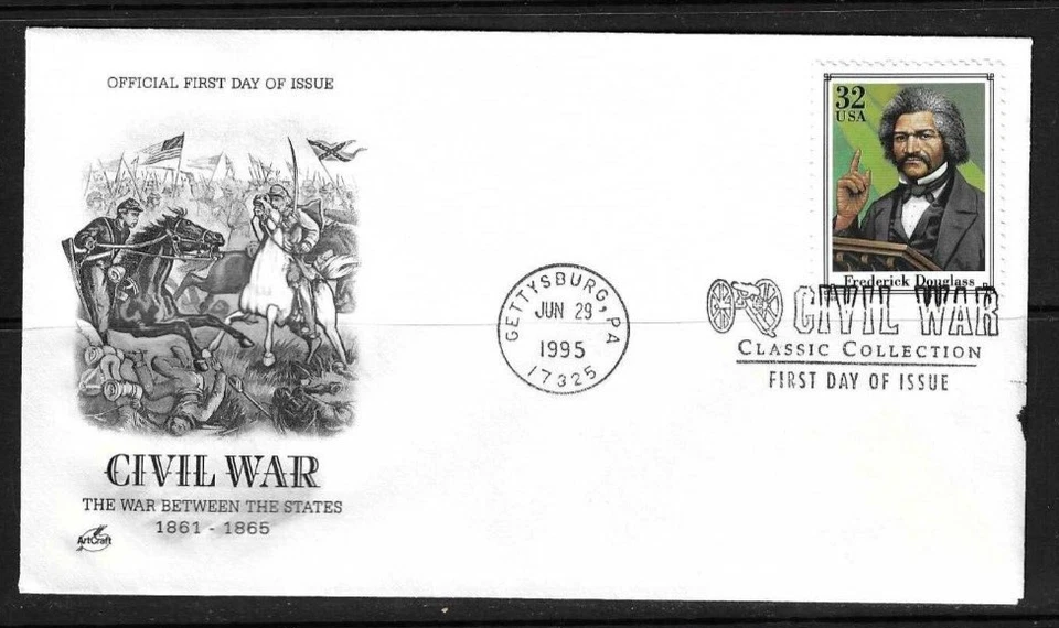 US SC # 2975h Civil War FDC / Frederick Douglass . Artcraft Cachet... - Image 1 of 1