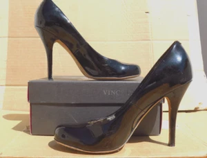 Woman's SHOES SIZE 8M VINCE CAMUTO, BLACK SMOOTH PATENT , HEELS - Picture 1 of 14