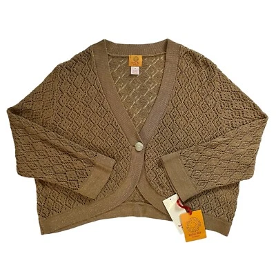 Nuevo con etiquetas Suéter Ruby Rd Para Mujer 3X Dorado Beige Manga Larga Botón Recortado Cárdigan Foto 1 de 4