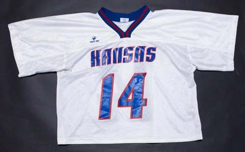 Kansas Jayhawks Lacrosse Jersey Men's XL Wave One White Blue Team Issue College Cover