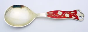 Estate Aksel Holmsen Norne Norway 5-1/8” Spoon in Sterling Silver Enamel Finish - Picture 1 of 6