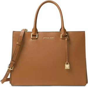 $298 Michael Kors Womens Sutton Gusset Satchel, Acorn - Picture 1 of 3