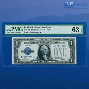 Fr.1602 1928B $1 Silver Certificate, "FUNNYBACK", F/B Block, PMG 63 EPQ #35789 - Picture 1 of 2