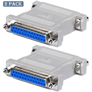 2x DB25 25 Pin Parallel Port Null Modem Adapter Female to Female Gender Changer - Picture 1 of 2