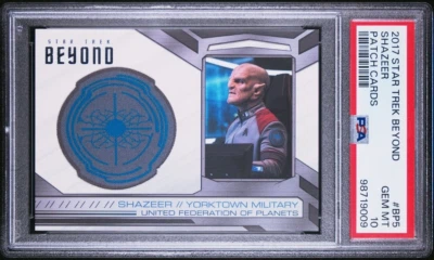 2017 STAR TREK BEYOND REPLICA RELIC PATCH #BP5 SHAZEER POP 1 PSA 10 GEM MINT - Image 1 of 2