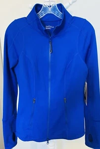 NWT Zella Contour Fit Jacket Medium Full Zip Blue Reflective Gym Yoga New - Picture 1 of 6