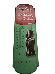 Coca-Cola Thermometer Flaschenkappe Knopf Fischschwanz Vintage Stil Wanddekor Schild - Bild 1 von 2