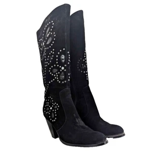 Colin Stuart Studded Black Suede Knee High Boots, women's size 9M - Picture 1 of 6