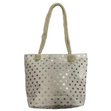 large silver beach bag