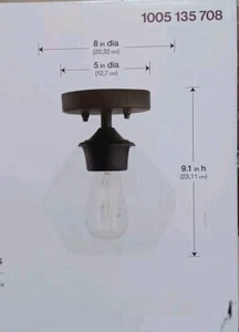 Home Decorators Everly Exterior Interior Flush Mount Ceiling Light Matte Black - Picture 1 of 3