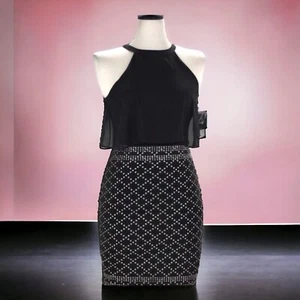 NWT Guess Los Angeles Black Studded Party Evening Cocktail Wedding Dress Women S - Picture 1 of 14