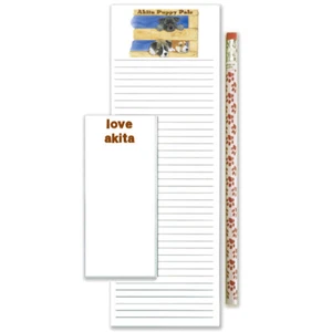 Akita To Do List Magnetic Shopping Pad Notepad & Pencil Gift Set - Picture 1 of 1