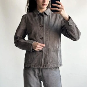 Issey Miyake Plantation vintage 90s brown/gray striped chore jacket s/m - Picture 1 of 7