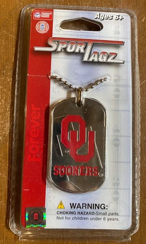Oklahoma Sooners NCAA Football Sport Tagz Dog Tag Necklace NIB Cover