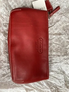 COACH Vintage Luxury Leather Cosmetic Travel Bag Classic Red - Picture 1 of 5