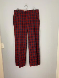 Pantalones de golf vintage años 70 LEVI'S Panatela rojo y azul a cuadros pierna ancha, talla 36 x 31 - Imagen 1 de 9