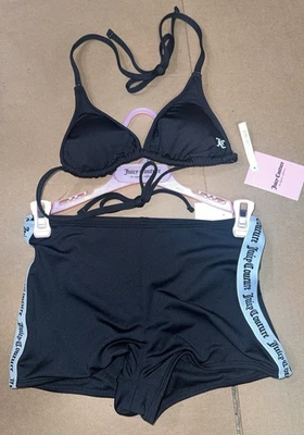 Y2K jUICY Couture 2 PIEZAS TRAJE DE BAÑO NEGRO PARA MUJER TALLA XS NUEVO Foto 1 de 3