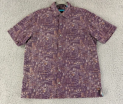Tori Richard Button-Down Shirt Mens Small Purple Geo Print Short Sleeve VTG - Image 1 of 4