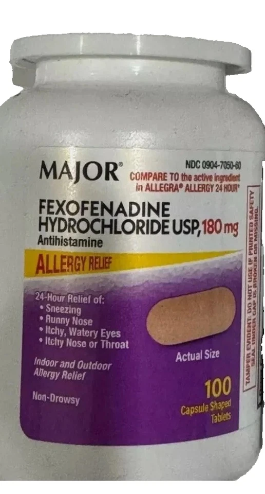 Major Fexofenadine 180 mg Tablets Allergy Relief 100 Count - Image 1 of 1