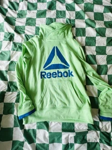 Reebok Wimens Bright Green Hoodie Size S Fleece Gym Running Yoga - Picture 1 of 4