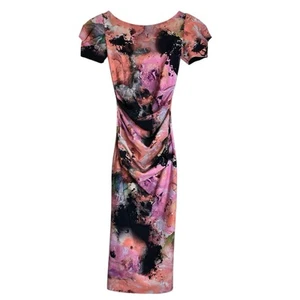 Chiara Boni La Petite Robe Midi Aquarell Blumen Raffung Bodycon Kleid 38/2 gebraucht, in einwandfreiem Zustand - Bild 1 von 10