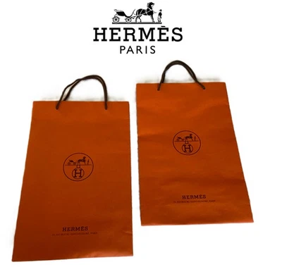 Hermes Paris Auténtico Regalo Bolsa de Compras Set de 2 Grandes Firma 17 X 11 X 4 Foto 1 de 4