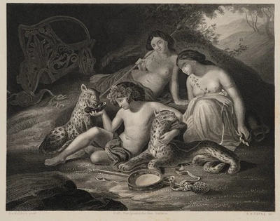 PAYNE (*1812) nach KLOEBER (*1793), Bacchus und seine Panther, Sst. Biedermeier - Bild 1 von 4