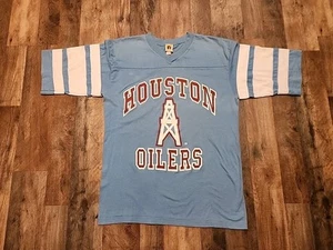 VTG 90s Houston Oilers Tshirt Men's Sz L Logo 7 Triple Stripe Single Stitch USA - Picture 1 of 18