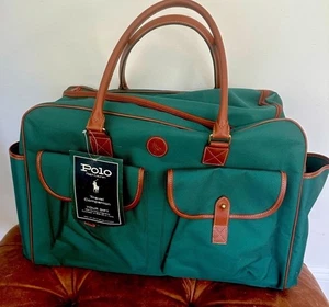 Vintage New Polo By Ralph Lauren Travel Companion Duffle bag In green & Brown - Picture 1 of 5