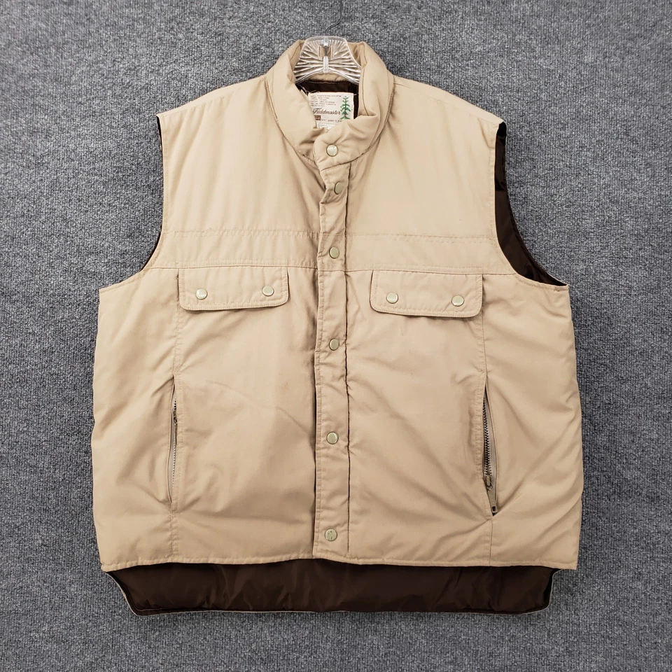 VINTAGE Sears Fieldmaster Vest Mens XL Tall Beige Down Puffer Hunting Outdoor - Image 1 of 4