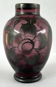 Murano Glas Amethyst lila Knospe Vase 4" mit Silberüberfang - Bild 1 von 11