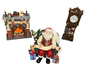 Member Mark 2006 porcellana scena di Babbo Natale 3 pezzi Babbo Natale camino e orologio - Foto 1 di 8