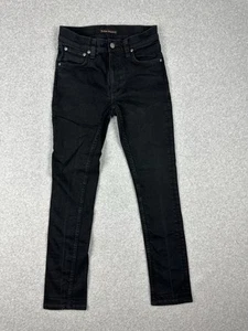 Nudie Jeans Lean Dean Men's Jeans Size 28 Slim Tapered Black Stretch Organic - Foto 1 di 16