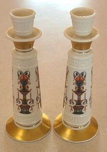 Vintage LENOX Candle Stick Holders 1970's 24K Gold Trim 8 1/2" - Picture 1 of 5