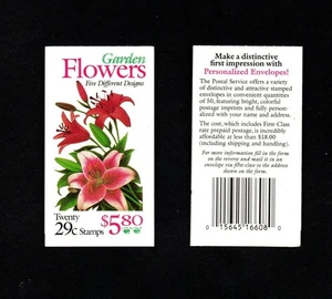SC#BK 215 MNH, GARDEN FLOWERS UNOPENED BOOKLET OF 20, FV $5.80 (1994) - Picture 1 of 3