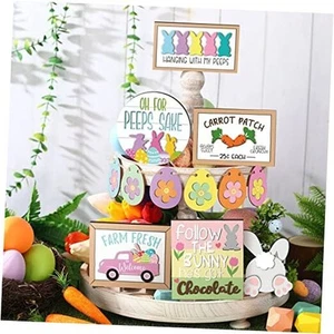 12 Pieces Easter Tiered Tray Decor Farmhouse Tiered Tray Spring Decor Mini - Picture 1 of 7
