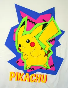 Camiseta Manga Pokemon Pikachu Anime TV Dibujos Animados Nueva de Lote Antiguo LG Para Hombres 2016 Blanco Neón - Imagen 1 de 2