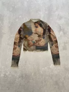 Top blusa a rete Avant Garde Rinascimento Y2k stile Jean Paul Gaultier taglia L - Foto 1 di 12