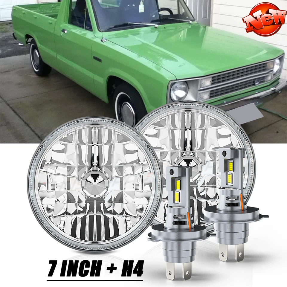 Par de faros LED redondos de 7 pulgadas para Ford Courier 1979-1982 aprobados por el DOT Hi Lo Foto 1 de 4