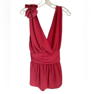 French Connection sleeveless top with wrap tie-back halter style. Tea Rose - Picture 1 of 6