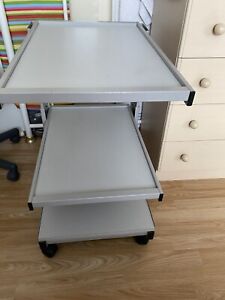 3-Tier Movable Printer Stand with Storage, Height Adjustable Printer Table. Grey