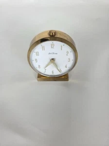 Vintage Seth Thomas Alarm Clock Brass Metal Case Mid Century Tabletop Design - Picture 1 of 6