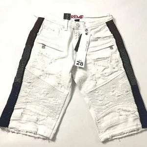 Preme pantaloncino uomo Stones bianco PR-WB-415 strass invecchiato strappato taglia 28 - Foto 1 di 12