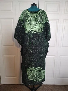 Adire Tie and Dye Women's Summer Danshiki Long Gown dress Agbada size L- XL - Picture 1 of 4
