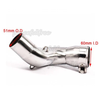 For Honda CBR1000RR 2008-2016 Slip On 51mm O.D Muffler Exhaust Mid Link Pipe - Image 1 of 4