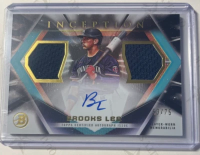 BROOKS LEE 2023 BOWMAN INCEPTION GAME JERSEY AUTOGRAPH AUTO #53/75 -TWINS!! - Image 1 of 2