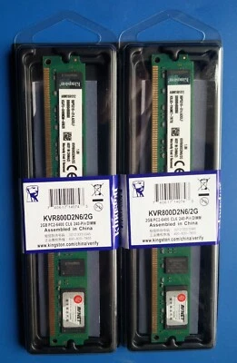 2X 2Gb 4 Gb 800MHz DDR2-800 Memorie RAM KINGSTON DDR2 PC2-6400U PC fisso DESKTOP - Immagine 1 di 4
