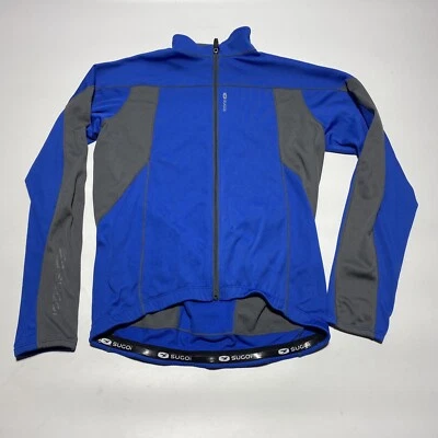Sugoi 男式夹克长袖蓝色全拉链 100% 聚酯纤维夹克,尺寸 L — 第 1/4 张图片