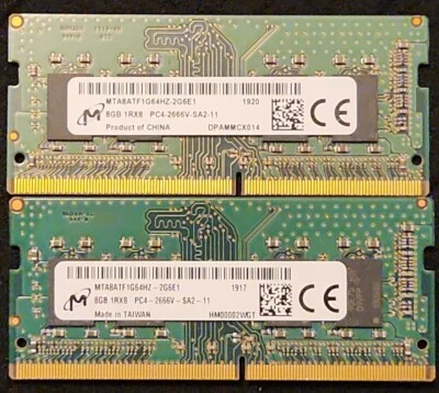 16GB (2x8GB) Micron Laptop Memory 8GB DDR4 PC4-2666V - Image 1 of 2