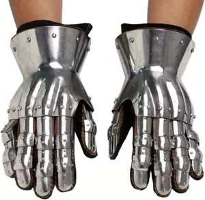 Metal Gothic Knight Style Gauntlets Functional Armor Gloves Pair Wearable LARP - Picture 1 of 4